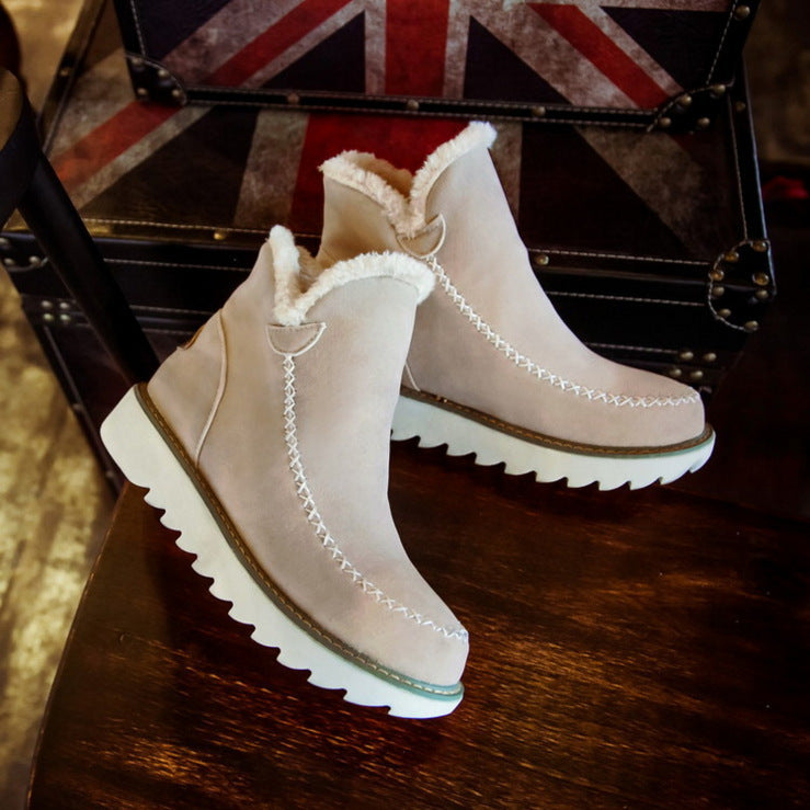 Non-slip thick-soled women's shoes plus velvet warm cotton shoes