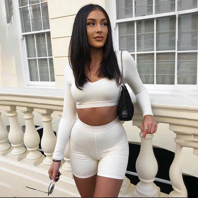 Slim Long-Sleeved Short Shorts Two-Piece Suit Autumn And Winter New