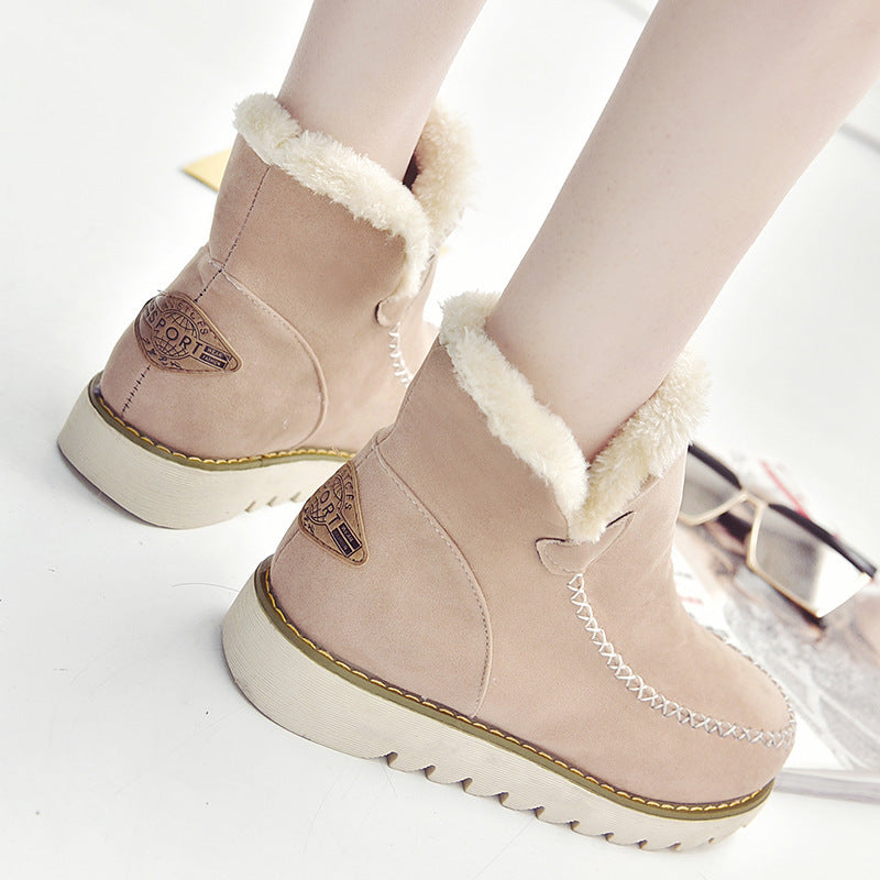 Non-slip thick-soled women's shoes plus velvet warm cotton shoes