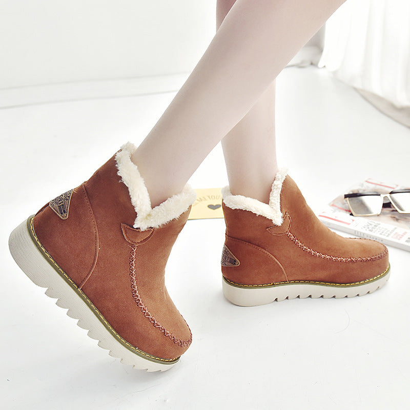 Non-slip thick-soled women's shoes plus velvet warm cotton shoes