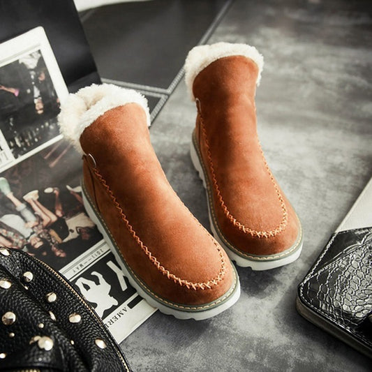 Low-top suede snow plus size flat-heel snow boots