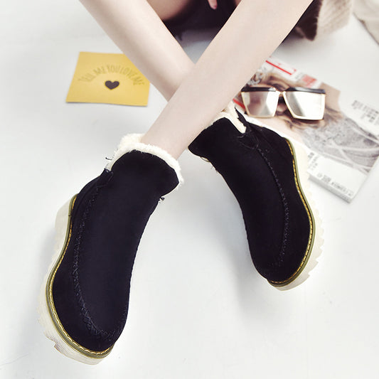 Non-slip thick-soled women's shoes plus velvet warm cotton shoes