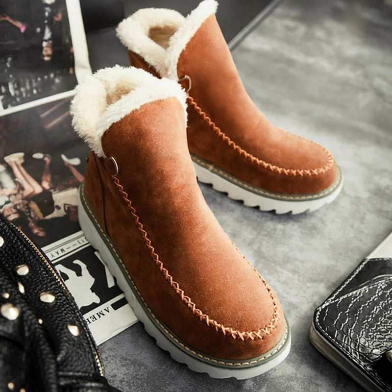 Low-top suede snow plus size flat-heel snow boots