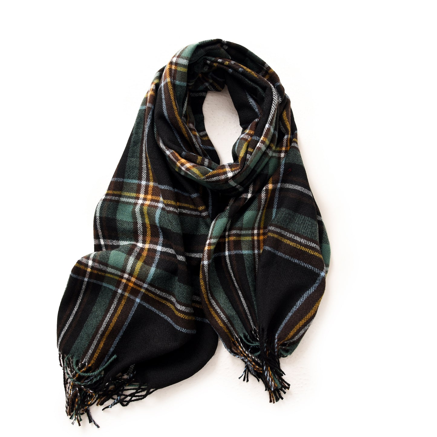 Elegant Plaid Warm Tassel Scarf Women's Mid-length