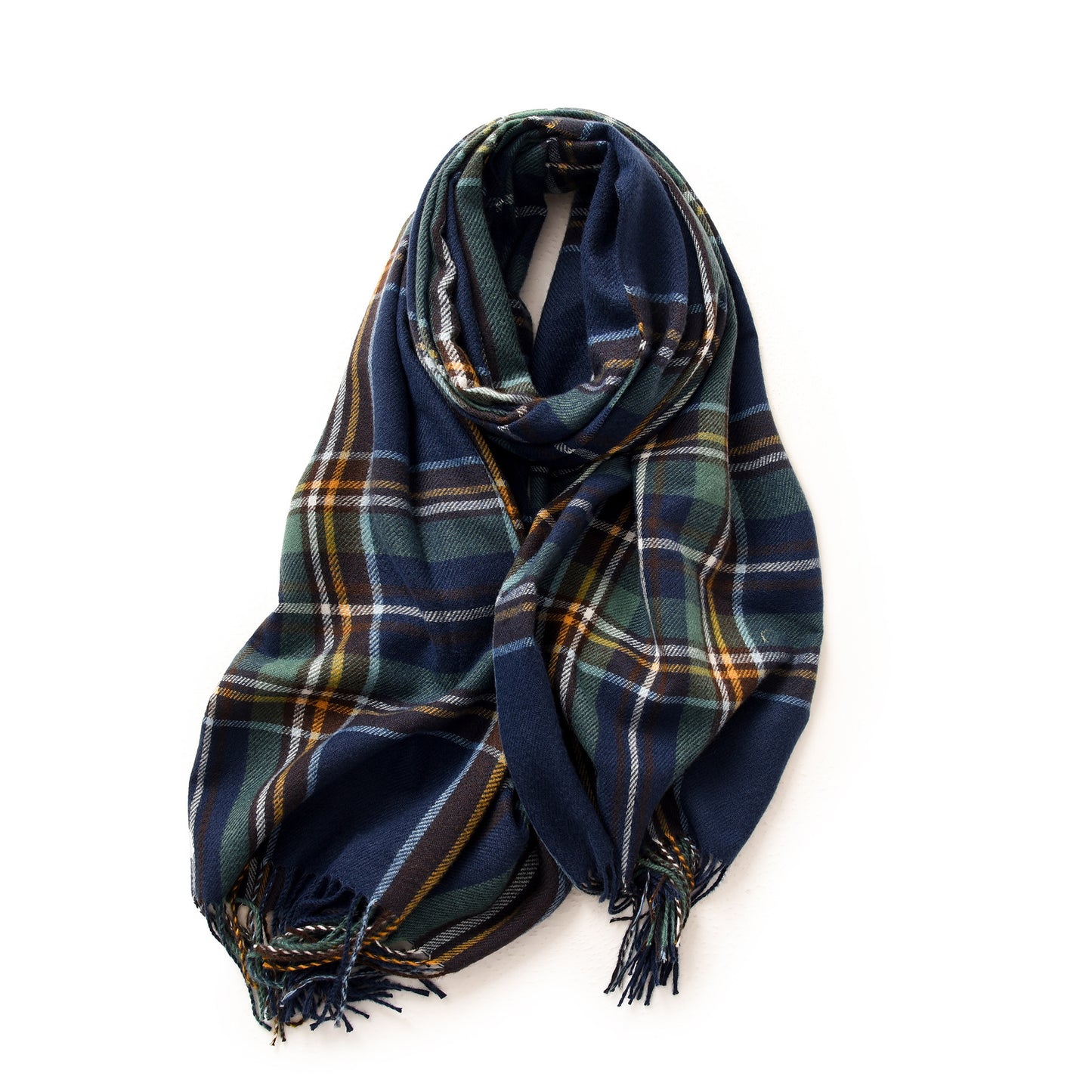 Elegant Plaid Warm Tassel Scarf Women's Mid-length