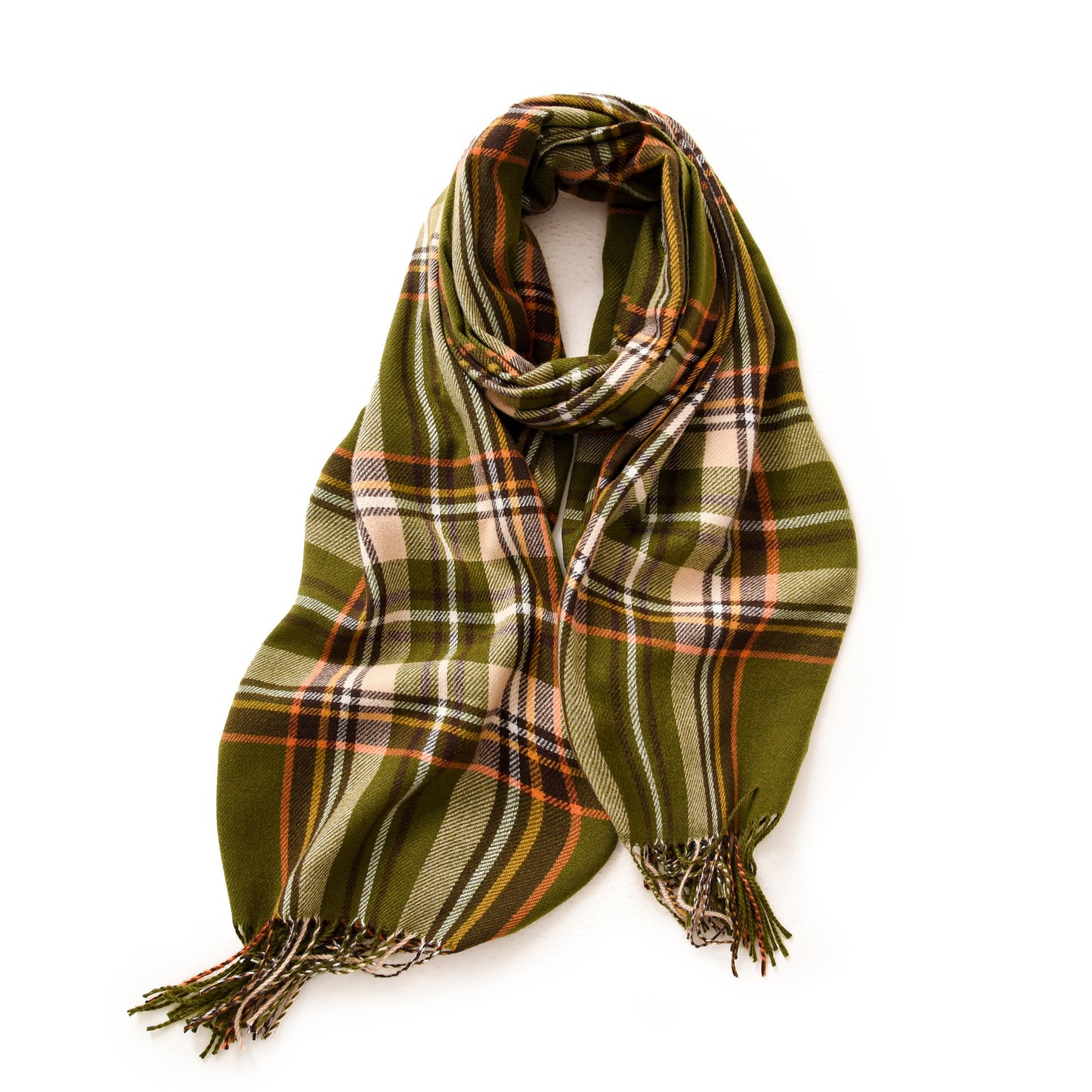 Elegant Plaid Warm Tassel Scarf Women's Mid-length